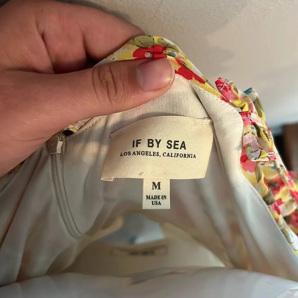 Anthropologie X If By Sea Yellow Floral Ruffle Sleeve Dress Size Medium - Picture 4 of 10